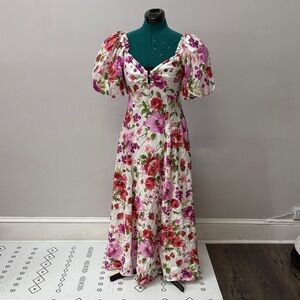 Floral Puff Sleeve midi Dress